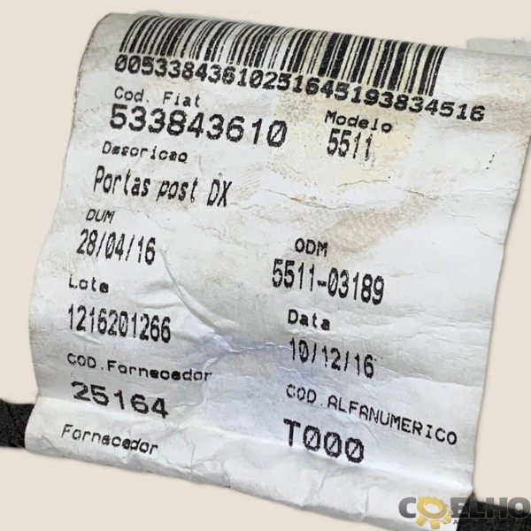 Chicote Porta Tras. Dir. Jeep Compass Diesel 2017 (2580)